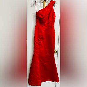 Badgley Mischka One Shoulder Scarlet Gown
